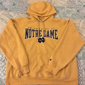 Yellow Champion Notre Dame Uni Hoodie Size XL